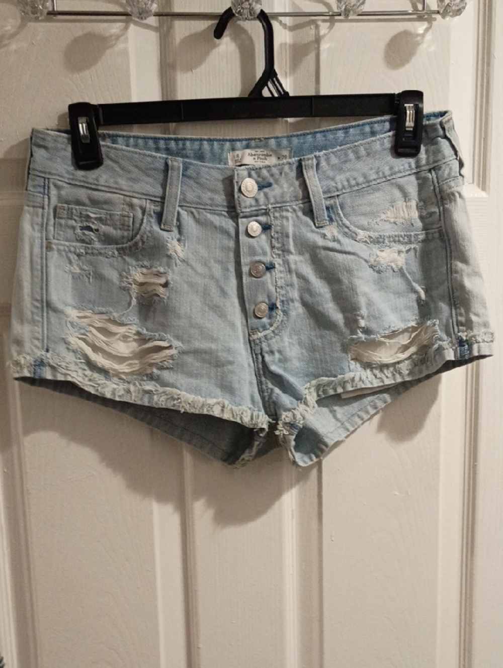 NWOT Abercrombie & Fitch Light Blue Distressed Denim Shorts